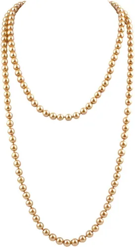 Vista 8 de modernas perlas de imitación de vidrio de lujo para mujer, collar de perlas largo hecho a mano para fiestas de 55" Negro