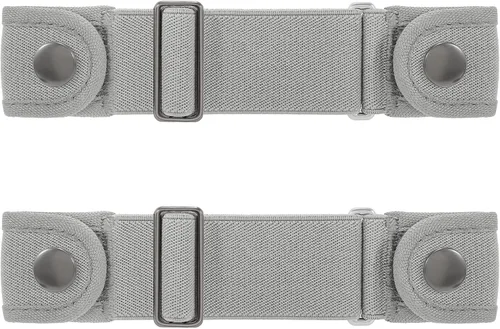 Vista 15 de Paquete de 2 cinturones sin hebilla para hombres y mujeres, cinturón lateral elástico ajustable invisible que se adapta a bucles de 1.5 pulgadas