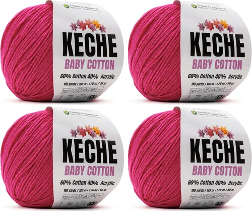 Vista 67 de Keche Hilo de Algodón, 60% Algodón 40% Hilo Acrílico, Hilo de Algodón Suave para Crochet y Tejer, Hilo Amigurumi 1 Madeja/Bola 1.76 Oz (50g) / 180
