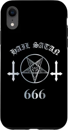 Vista 24 de iPhone 16 Upside Down Cross Satanic Pentagram Hail Satan 666 Case