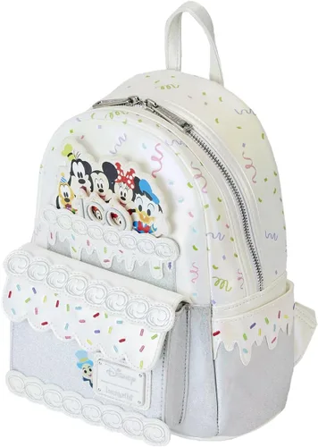 Vista 3 de Loungefly Disney 100 Celebration Cake Mini Mochila Mochilas Disney, Blanco, Moderno
