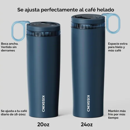 Vista 8 de KISSKIND Leakproof Iced Coffee Tumbler 20 oz, Insulated Ceramic Lined Cup