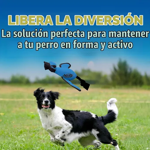 Vista 3 de Nerf Dog gran pato de nylon de lanzamiento con diseño interactivo, azul (3473), para todas las tallas de raza