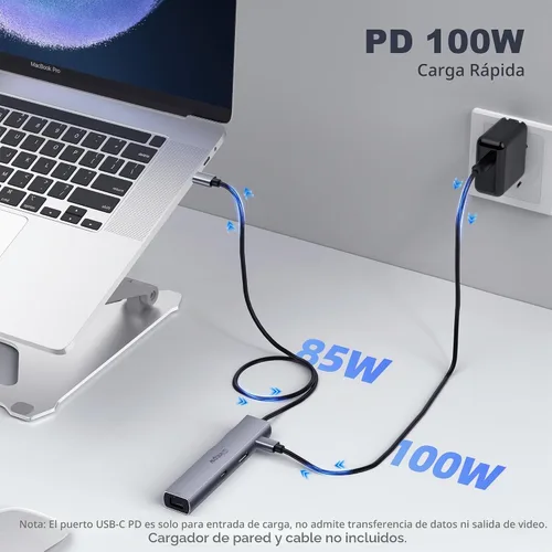 Vista 6 de Concentrador USB C, intpw 6 en 1, adaptador multipuerto USB C con HDMI 4K @60Hz, Gigabit Ethernet, 100W PD, transferencia de datos USB 3.0 de 5