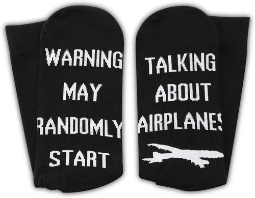 Vista 3 de GJTIM 2pairs Funny Airplane RC Pilot Flying Gift Warning May Randomly Start Talking About Aviones Calcetines