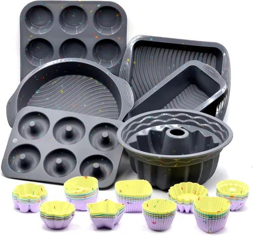 Vista 10 de Juego de 46 utensilios de silicona para hornear: moldes para pasteles, sartenes y tazas para hornear Juego de utensilios para hornear de silicona