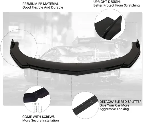 Vista 5 de DREAMIZER Kit de cuerpo protector de labio delantero universal para Jetta Kona Sonata Optima Elantra Mazda 3 5 Mustang Camaro RAV4 - Fibra