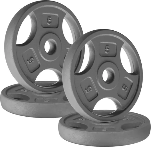 Vista 8 de Yes4All Placas de peso de agarre estándar de 1 pulgada, hierro fundido con varios tamaños de 2.5 libras a 35 libras para entrenamiento de fuerza
