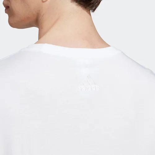 Vista 3 de adidas Camiseta básica con logotipo bordado lineal para hombre