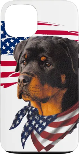 Vista 7 de Funda genial impresionante con la bandera estadounidense para iPhone 16 Rottweiler Dog