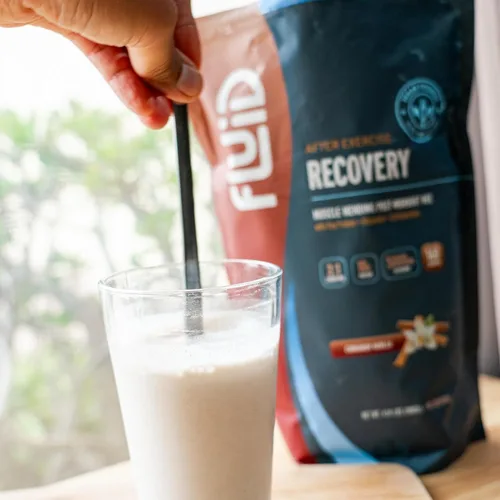 Vista 9 de Fluid Recovery, mezcla de bebida después del entrenamiento, proteína aislada de suero de leche, L-glutamina, carbohidratos, todos los ingredientes