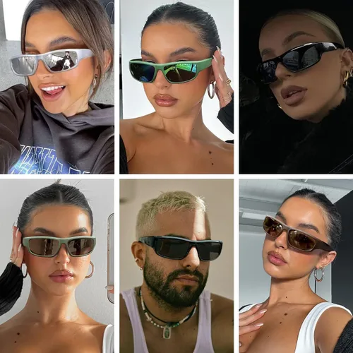 Vista 4 de GFUIARA Gafas de sol envolventes de moda para hombres y mujeres, gafas de sol deportivas UV400 de moda