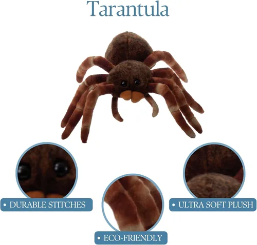 Vista 8 de The Petting Zoo Tarántula de peluche, regalos para niños, animales salvajes del zoológico Onez, juguete de peluche de tarántula sentado de 12