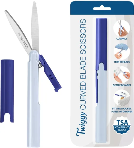 Vista 9 de Plus Tijeras Compactas Estilo Bolígrafo Twiggy con Tapa, Blanco