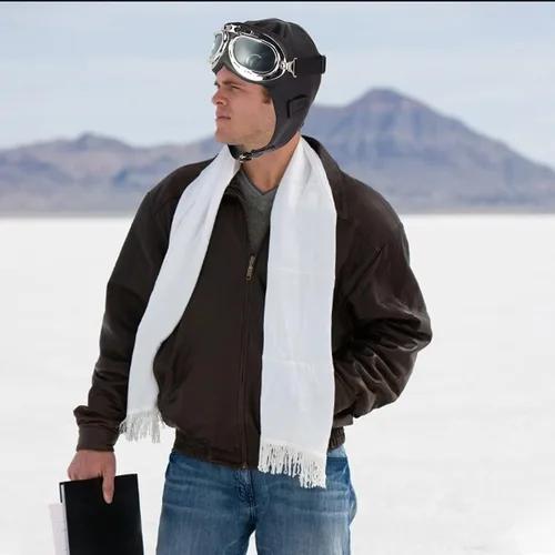 Vista 6 de Keymall Sombrero de aviador con gafas accesorios de disfraz gorra de piloto sombrero de bombardero bufanda blanca para hombres mujeres adolescentes