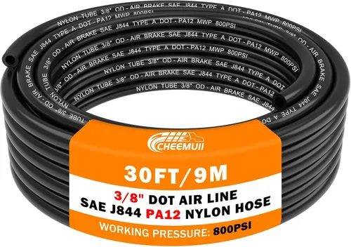 Vista 28 de CheeMuii 30 pies 1/4 línea de aire DOT 1/4" PA12 tubo neumático de nylon 9.1 metros 1/4 pulgada OD tubo de aire neumático tubo de línea de aire