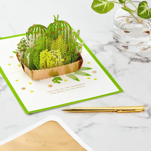 Vista 5 de Hallmark Signature Paper Wonder - Tarjeta de agradecimiento emergente, suculentas, tarjeta del día de enfermeras, agradecimiento al profesor, regalo