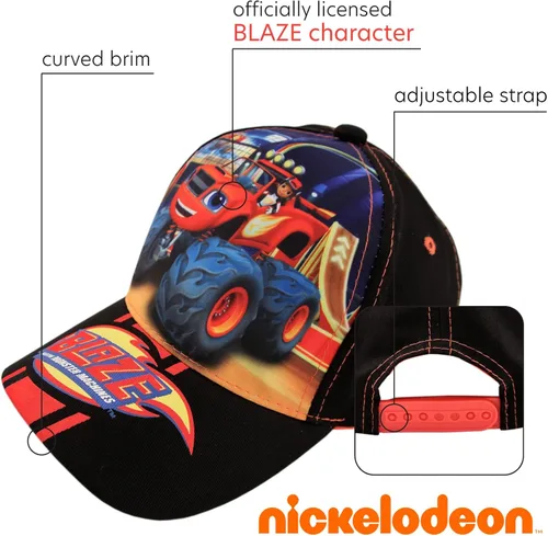 Vista 2 de Nickelodeon Gorra de béisbol de algodón ajustable Blaze and The Monster Machines para niños niño