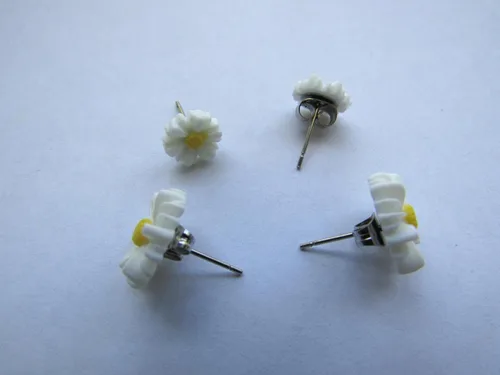 Vista 7 de Aretes de margaritas para mamá e hija, joyería de flores a juego para madre e hija
