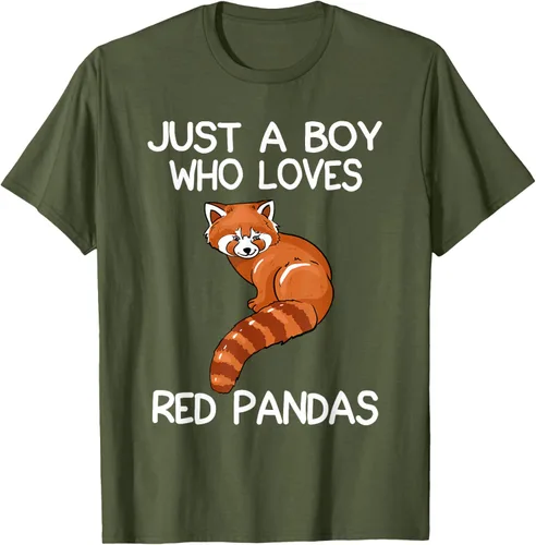 Vista 80 de Just A Boy Who Loves Red Pandas Gift - Camiseta con diseño de panda roja, Negro, S
