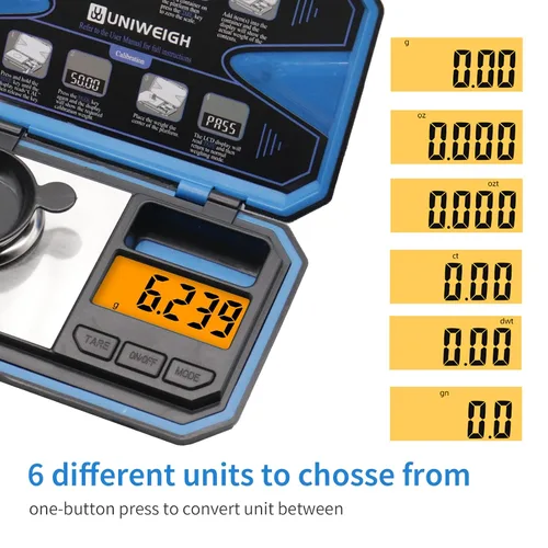 Vista 3 de Báscula de miligramo, escala de precisión de 1.76 oz/0.00 oz con peso cal de 1.76 oz Compact Pocket Mg Scale for Power Medicine,Reloading,Jewelry