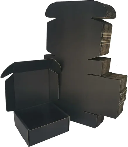 Vista 8 de Paquete de 25 cajas de envío pequeñas de 4 x 4 x 1 pulgadas, sobres de cartón corrugado negro para negocios de embalaje por correo (BK441-25)