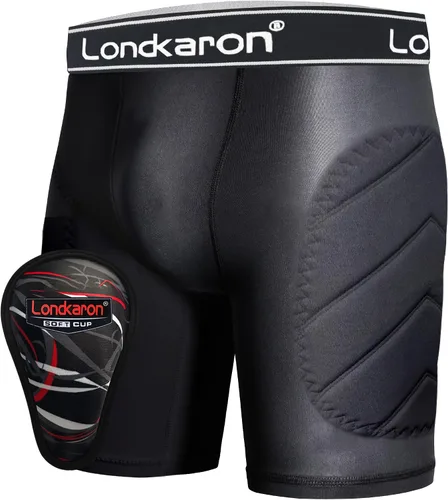 Vista 6 de Pantalones cortos deslizantes acolchados para niños y jóvenes con copa protectora suave para béisbol y fútbol
