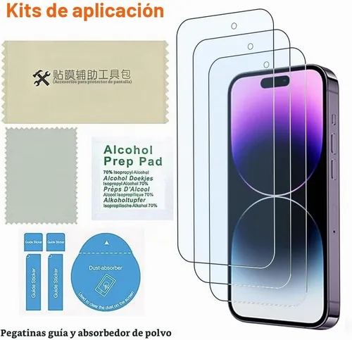 Vista 2 de Protector de pantalla para iPhone 14 Pro, protector de pantalla de luz azul, paquete de 3 unidades, vidrio templado antiluz azul para iPhone 14 Pro