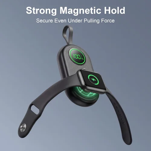Vista 7 de Cargador portátil 2026 actualizado de 2500 mAh para Apple Watch inalámbrico Negro