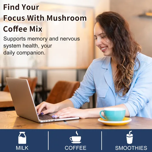 Vista 7 de CANLIST Café en polvo orgánico de hongos 9 en 1 con melena de león y chaga, Cordyceps, Reishi, Shiitake para enfoque cognitivo, apoyo inmunológico