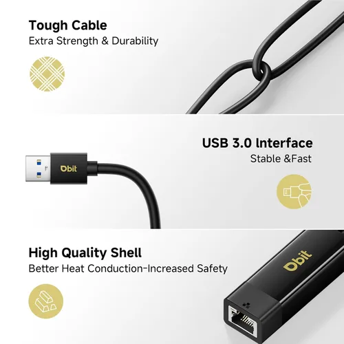 Vista 6 de DBIT Adaptador de red LAN USB 3.0 a Gigabit Ethernet, adaptador de Internet RJ45 compatible con MacBook, PC portátil con Windows, XP, Vista, Mac