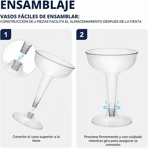 Vista 4 de Party Essentials copas de champán de plástico duro, de 4 onzas, dos unidades, Transparente