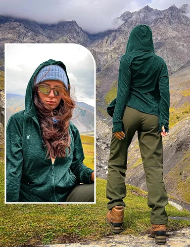 Vista 29 de TBMPOY Chaquetas con capucha y protección solar UPF 50+ para mujer, ligeras, de manga larga, para senderismo, exteriores, con cremallera completa