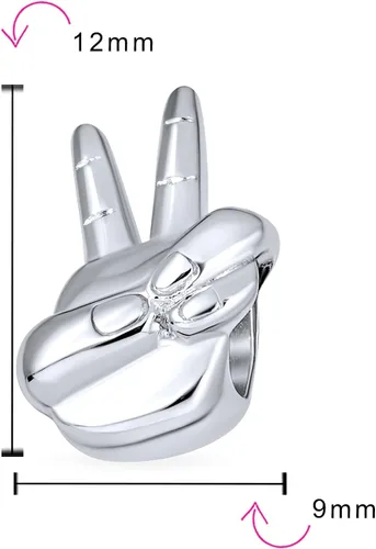 Vista 3 de Abalorio personalizado con monograma inicial del alfabeto A-Z BFF Peace Sign Symbol I Love You Support Friends Good Luck Charm Bead for Women Teen