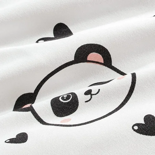 Vista 5 de Chezmoi Collection Juego de ropa de cama de 3 piezas para niñas, color blanco y negro, tamaño individual, juego de edredón de microfibra con Panda
