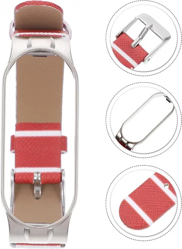 Vista 9 de UKCOCO Compatible con Mi Band 5Mi Band 6 Band Correa de muñeca de repuesto de cuero para hombres y mujeres