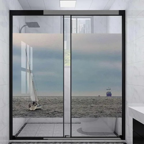 Vista 16 de Película adhesiva de vidrio esmerilado para ventana, color crema de caléndula, para privacidad, exótica, japonés, flor de cerezo japonés, película