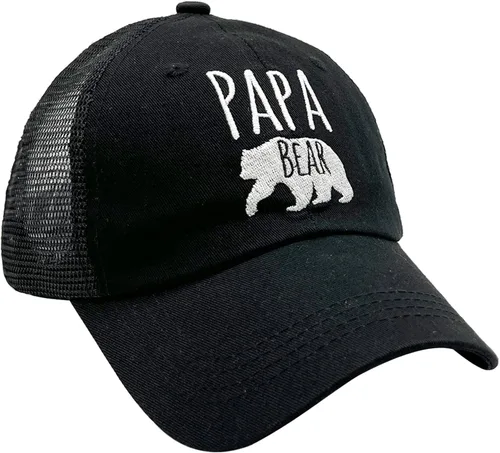 Vista 3 de Waldeal Gorra de béisbol ajustable con bordado de Papa Bear para hombre, Retro Trucker - Negro