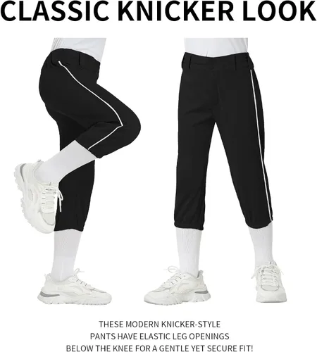 Vista 3 de QBK Pantalones de béisbol con ribete lateral para niños pequeños 2T/3T/4T/5T/6T/7T Negro
