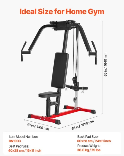 Vista 7 de VEVOR, máquina de apertura de pecho, máquina especializada para tren superior para gimnasio en casa, apertura ajustable y máquina de deltoides
