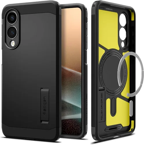 Vista 9 de Spigen Funda para Galaxy S25, Tough Armor MagFit [Kickstand] [Compatible con MagSafe] [Protección de grado militar] - Abyss Green Abyss Verde