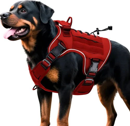 Vista 81 de Arnés táctico para perros grandes, chaleco reflectante ajustable sin tirones con sistema Molle, control de grado militar K9 para entrenamiento