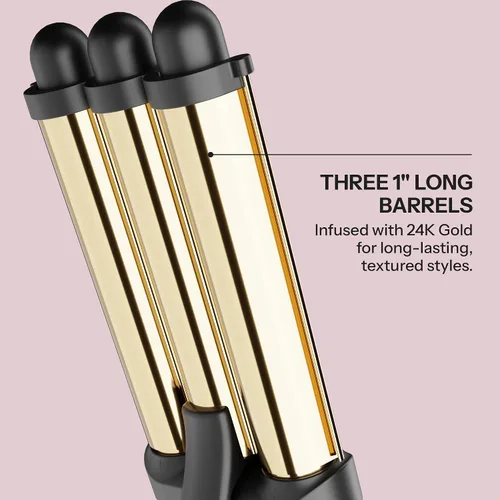 Vista 6 de Hot Tools Pro Artist - Onduladora digital de 3 barriles de oro de 24 quilates, ondas definidas de larga duración (tamaño gigante)