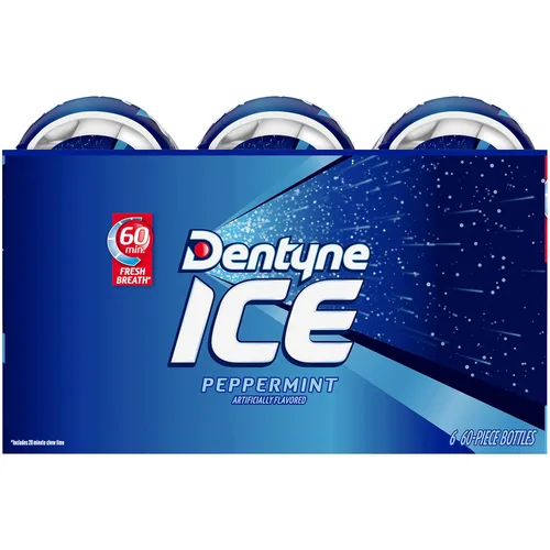 Vista 11 de Dentyne Ice Peppermint - Goma de mascar sin azúcar, 6 botellas de 60 piezas (360 piezas en total)