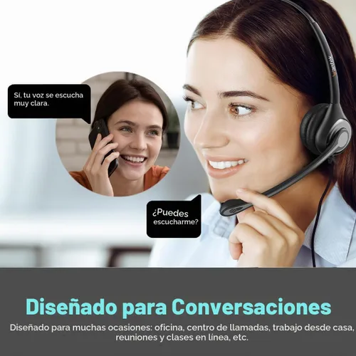 Vista 3 de Auriculares con micrófono, auriculares USB con micrófono para PC, auriculares de computadora con micrófono de cancelación de ruido con función