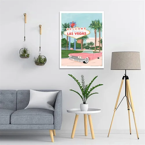 Vista 3 de LIULIMI Kit de Pintura de Diamantes DIY 5D Paisaje Mundial, Arte de Diamantes de Las Vegas, Kits de Pintura de Diamantes, Arte de Diamantes Redondos