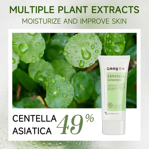 Vista 3 de Centella Protector solar SPF50 PA++++ Calmante Humedad Facial Protector solar Centella Asiatica Protector solar coreano Mate No Blanco Cast Face