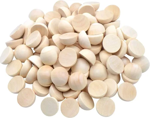 Vista 9 de 300 piezas de bolas de madera a la mitad sin terminar de 10 mm y 12 mm y 15 mm, bolas de madera divididas naturales para proyectos de bricolaje
