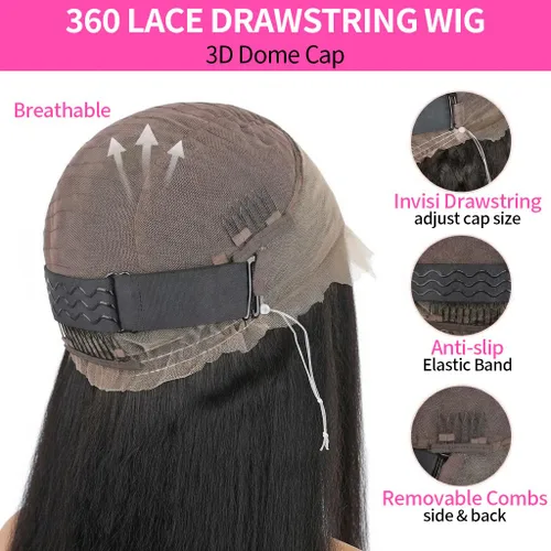 Vista 2 de Wear and Go - Peluca de encaje frontal 360 HD, cabello humano de 28 pulgadas, con encaje precortado, correa oculta, cordón invisible, sin pegamento