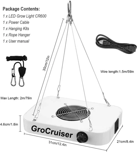 Vista 5 de Luz LED de cultivo regulable de 1000 W, luz de espectro completo para plantas de espectro completo para cultivo en interiores, lámparas de cultivo
